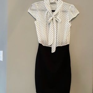 Women black white mini dress